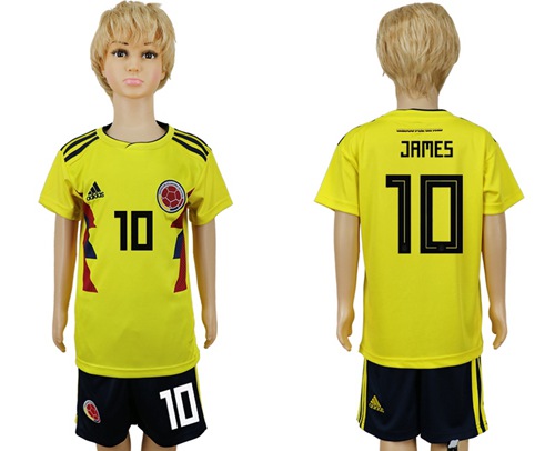 Colombia #10 James Home Kid Soccer Country Jersey
